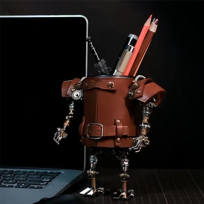 Adult 3D Metal Puzzle, Steampunk Style Pen Holder Metal Model Set, 3D Metal Puzzle Mechanical Pen Holder Building Blocks, DIY Mechanical Model Set, a high-end Gift for Men - style: Pen holder