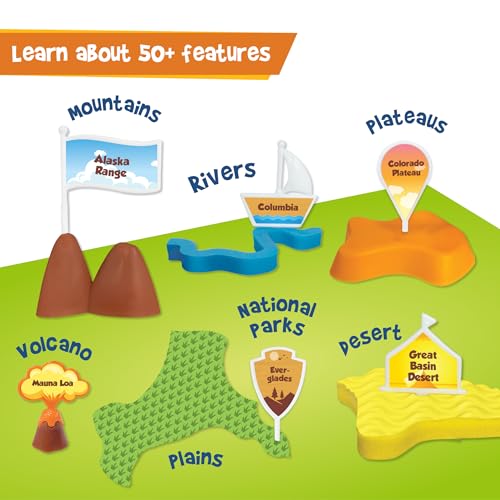 Imagimake Mapology Physical Features of USA, Geography Game for Kid Age 8+ - style: Physical Features of USA