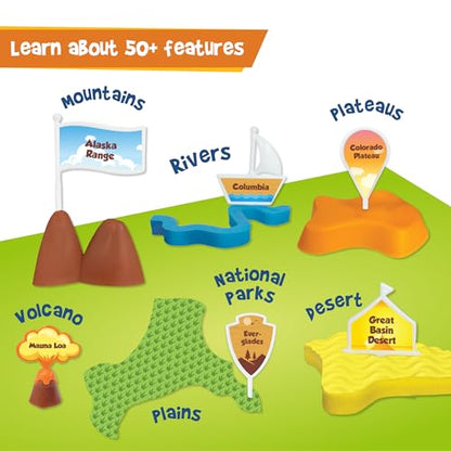Imagimake Mapology Physical Features of USA, Geography Game for Kid Age 8+ - style: Physical Features of USA
