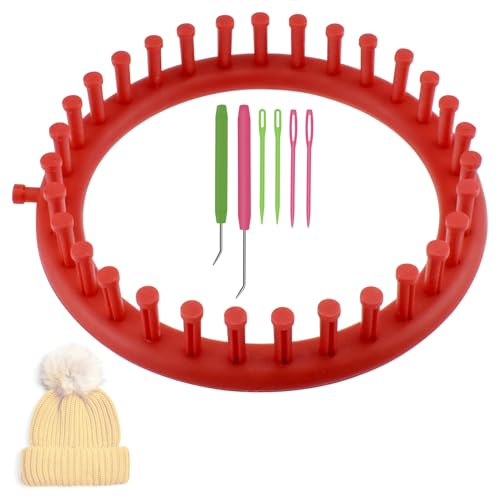 SATUY Round Knitting Looms, 19cm Hats Loom with Crochet Hook & Needle - size: Round-19cm