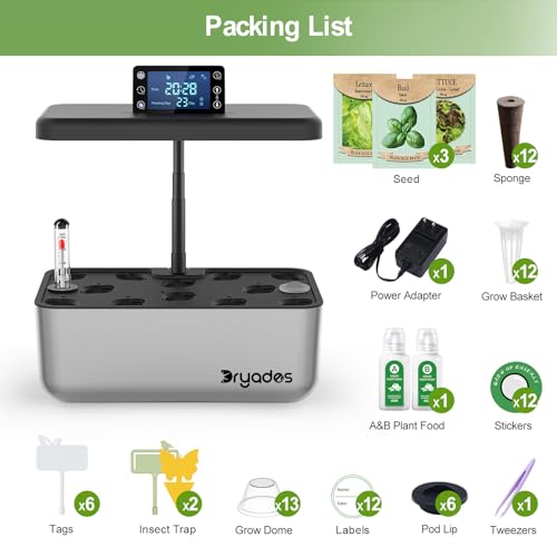 Hydroponics Growing System with Seeds, 12-Pod Indoor Herb Garden - color: silver