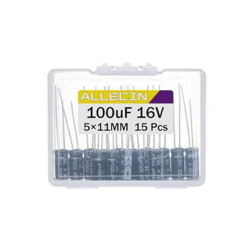 100uF 16V 5x11mm Electrolytic Capacitor 100 UF MFD 16 Volt 0.2x0.43in Aluminum Capacitors (Pack of 15) - style: 100uF 16V 5x11MM