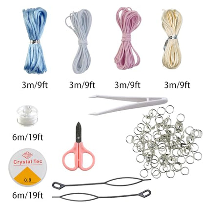 Acrylic Pony Beads Jewelry Making Kit – 96 Colors, UV Color Changing & Glow Alphabet Beads, Heart Bow Crystal String, Tools, Gift Box for DIY Bracelets, Necklaces (8mm Pony Beads Six Box) - color: 8mm pony Beads Six Box