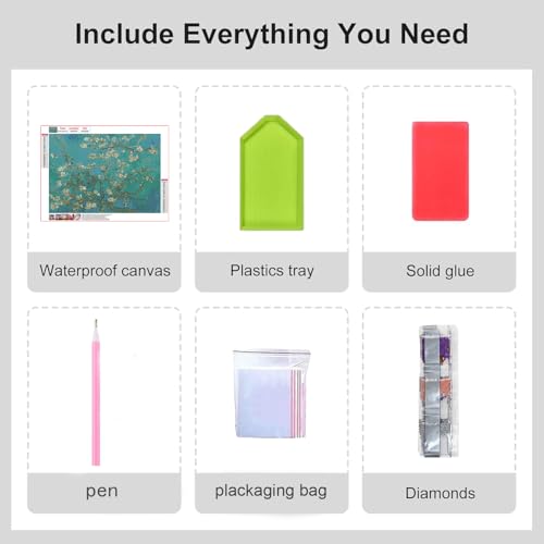 VeGuude Flower Diamond Art Kits for Adults Van Gogh Diamond Painting Kits - color: DP02870
