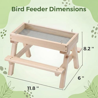 DIY Bird Feeder Kit for Kids and Adults, Wooden Picnic Table Hanging Bird Feeder Craft Kit with Paints, Brushes for Backyard Garden Bird Watching