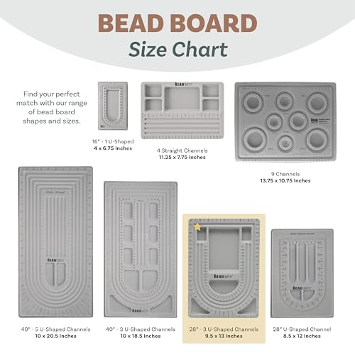 The Beadsmith Bead Board with Cover, Grey Flocked - size: 28" - U Channel w/ Cover