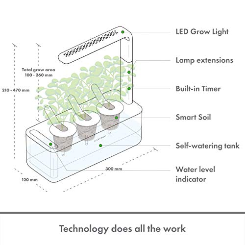 Click & Grow Indoor Herb Garden Kit with Grow Light | Smart Garden for Home Kitchen Windowsill | Easier Than Hydroponics Growing System | Vegetable Gardening Starter (3 Basil Pods Included), Grey - color: Gray