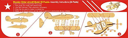 StonKraft 3D DIY MDF Puzzle - Glider Aeroplane Retro Plane Model | Wooden Puzzle, DIY, Build Your own, Construction Toy, Modeling Kit