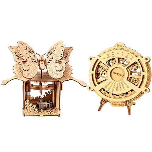 Music Park 3D Wooden Puzzle, Butterfly & Calendar - color: Natural Wood