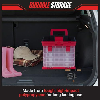Stalwart Portable Tool Box Small Parts Organizer with Drawers, Red