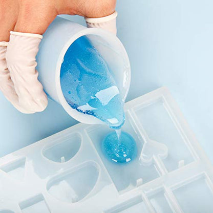 Silicone Resin Measuring Cups Tool Kit- Nicpro 250 & 100 ml Measure Cups, Silicone Popsicle Stir Sticks, Pipettes, Finger Cots for Epoxy Resin Mixing, Molds, Jewelry Making, Waxing, Easy Clean - color: White, size: 250ml+100ml
