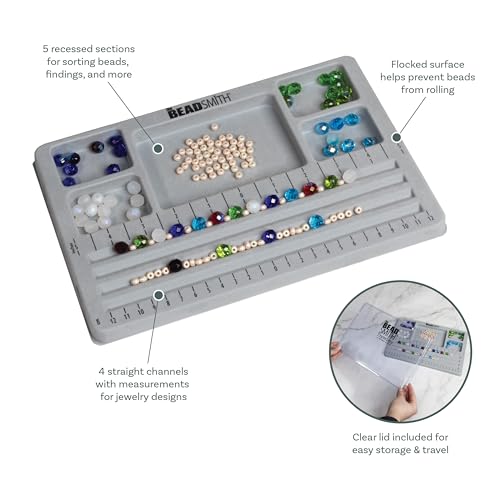 The Beadsmith Mini Bead Board, Grey Flocked - size: 4 Straight Channel w/ Cover
