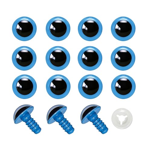 BESTCYC 100pcs 15mm Blue Plastic Safety Eyes Craft Eyes with Washers for Amigurumi Dolls Plush Animals DIY Craft Lovers Doll Makers Crochet Craft Supplies - color: Blue, size: 15mm