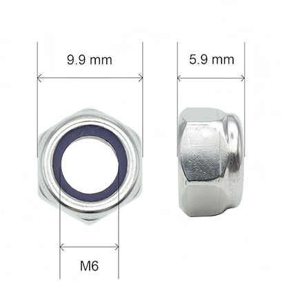 M6-1.0 Nylon Insert Lock Nuts 160 Pack, 304 Stainless Steel Hardware Nuts - size: M6-1.0 (160 Pcs)