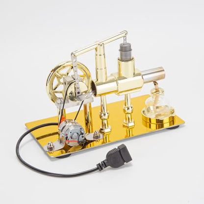 Hot Air Stirling Engine Motor Education Model Toy Electricity Power Generator LED Lights Kit Class Teaching Stirling Engine Kit for Adults Desktop Educational Physics Experiment Kit