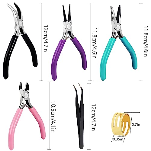 URSKYTOUS 4Pcs Jewelry Pliers Set Jewelry Making Pliers Tools Kit Include Jewelry Making Needle Nose Chain Nose Round Bent Pliers Wire Cutter for Bracelet Beading DIY Craft Jewelry Making Supplies - color: 4pcs Mix Color