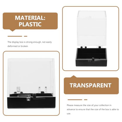 TEHAUX 6 Pack Clear Mineral Specimen Display Case 1.37 in Transparent Cube Box for Rock Samples Small Specimen Container with Base for Collectibles Storage and Display