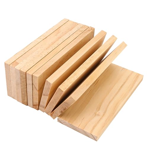10 Pieces 3.5x1.6x0.2 Inch Unfinished Wood Rectangle Board for Paintings, 0.2 Inch Thick Natural Pine Wooden Blocks Panels Plank, for DIY Art Crafts, Architectural Models, Dollhouse Accessories