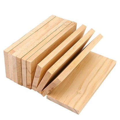 10 Pieces 3.5x1.6x0.2 Inch Unfinished Wood Rectangle Board for Paintings, 0.2 Inch Thick Natural Pine Wooden Blocks Panels Plank, for DIY Art Crafts, Architectural Models, Dollhouse Accessories