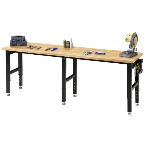 SPECRAFT 84-Inch Black Adjustable Heavy-Duty Workbench - color: Black, size: Standard/84"x24"