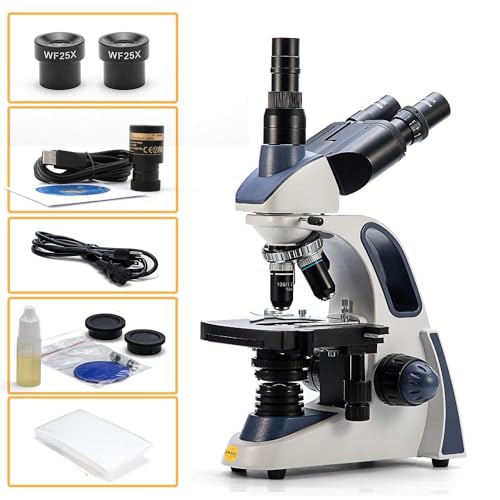 Swift SW380T 40X-2500X Research-Grade Trinocular Compound Lab Microscope with 2.0mp Camera and Software Windows and Mac Compatible and Slides - size: SW380T+1.3 camera