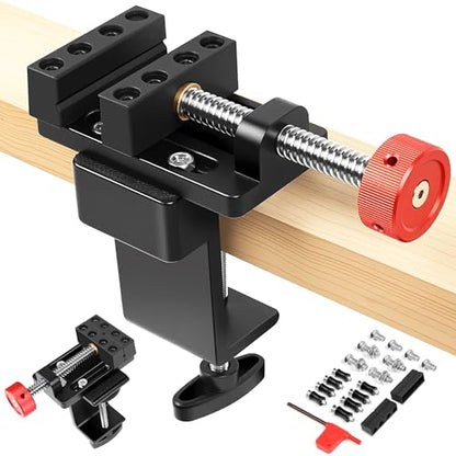 ArtyMaster Mini Drill Press Vise with Rubber Soft Jaws, 0-2.48" Clamping Range Mini Vice Clamp for Crafts, Jewelry Making, Modeling and Repairs, Precision Aluminum Small Vise for Small Projects - style: Mini Vise+C-clamp