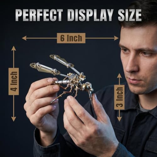 3D Metal Puzzle Model Mechanical Kits Steampunk Mosquito 140+ Components 2-3 Hours Build No Glue Screw Assembly Desktop Decor Christmas & Birthday Gift for Adults Men(Mosquito A) - style: Mosquito A