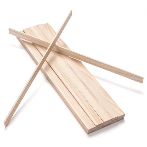 Wooden Dowels for Crafts, Wood Trim Wood Strips Planks Slats for Wall 1/8" × 3/4" × 15", 30 PCS Square Dowel Rods Wooden Sticks for Crafts, Unfinished Hardwood Flat Lumber Boards for Woodworking - size: 1/8x3/4x15 in - 30PCS