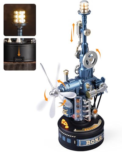ROKR 3D Puzzle for Adults-Beacon Tower Model Kit with Light,139 Pcs Mechanical Building Set, STEM Educational Toy & Cool Desk Decor Gift for Men, Women, and Teens（CGL04）