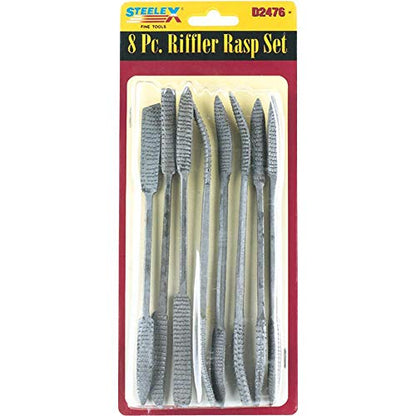 Steelex D2476 Riffler Rasp Set, 8-Piece, Silver