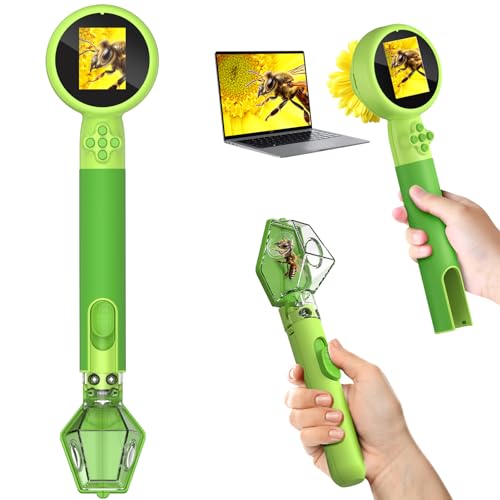 Microscope for Kids with Bug Catcher, 1080P HD Digital Handheld Portable Kids Microscope, 2 in 1 STEM Science Educational Learning Kit Christmas Birthday Gifts Toys for 3-15 Boys & Girls (Green) - color: Bug Catcher & Microscope Kits Green
