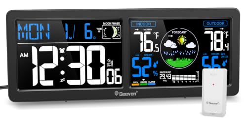 Geevon Weather Station Wireless Indoor Outdoor Thermometer with HD Display
