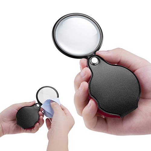 2PCS Small Magnifying Glasses for Kids/Senior, 10X Pocket Magnifier
