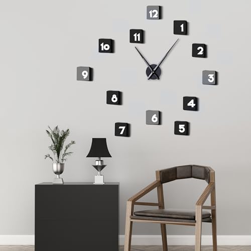 Lafocuse Silent 24 Inch DIY Wall Clock with Large Clock Hands and Motor Kit, DIY 12888 Clock Movement Mechanism Replacement with 12 Inch Long Minute Hands for Living Room - color: Black