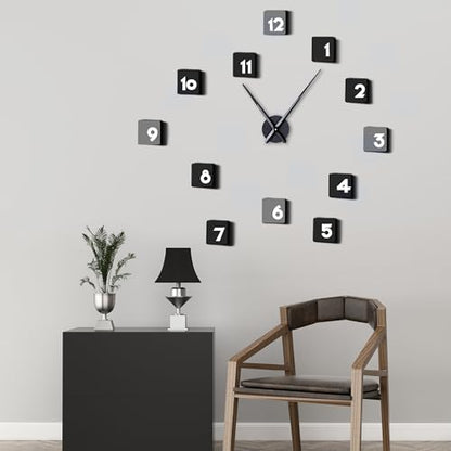 Lafocuse Silent 24 Inch DIY Wall Clock with Large Clock Hands and Motor Kit, DIY 12888 Clock Movement Mechanism Replacement with 12 Inch Long Minute Hands for Living Room - color: Black