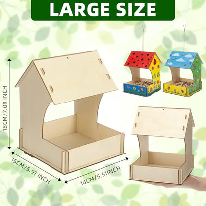 6 Pack Wooden Bird Feeder Kits Bulk Bird Houses to Paint Unfinished Craft