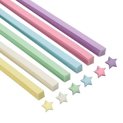 1080 Sheets Origami Paper Star Strips, 6 Solid Colors Double Sided