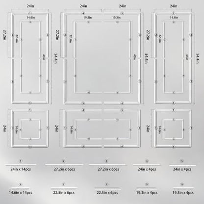 RELIANCER Bilinear Frame Peel and Stick Molding Trim Kit for Wall and Door - color: Bilinear 54.4 x 24in+54.4 x 48in