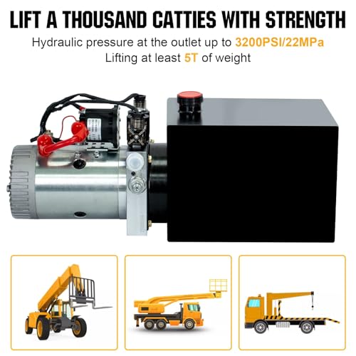 DC HOUSE Electric Hydraulic Pump Unit Metal Reservoir for Dump Trailer (Double Acting 10 Quart) - size: 10 Quart Double
