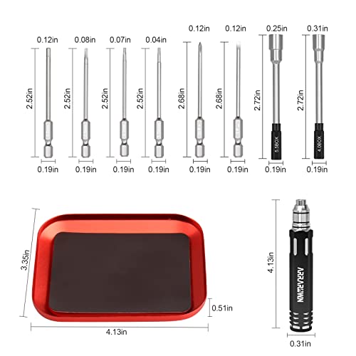 10 in 1 RC Model Repair Tools Kit with 1.5/2.0/2.5/3.0/4.0/5.5mm Hex Bits - color: Black With Red Tray