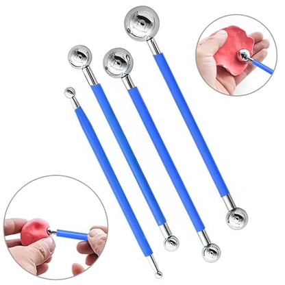 18Pcs Clay Sculpting Tool Set, Polymer Clay Kit with Ball Stylus Pens, Silicone Sculpting Brushes & Detail Carving Tools, Professional Pottery Modeling Tools for Clay, Ceramic & DIY Crafts - color: 18Pcs