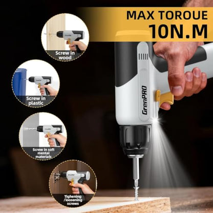 GRENPRO 188PCS Yellow Cordless Drill Tool Set For Men Tool Kit For Home Box - style: Yellow Power Drill Set 188PC
