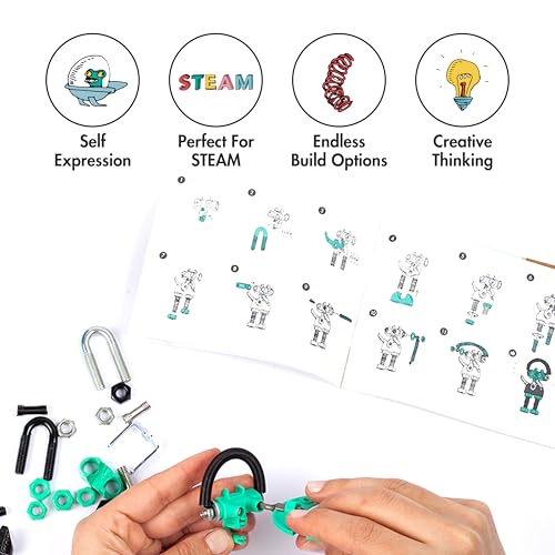 The Off Bits BabaBit Build Your Own Robot Toy Construction Set, Educational Easter Gift STEM Activities Learning Kit, Creative Build and Play Model Kit Steam Toys for 6 7 8 9 10+ Year Old Boys & Girls - style: BabaBit
