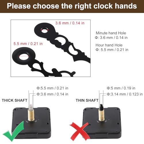 EMOON 2-Pack Quartz Clock Movement Replacement, Battery Operated Silent Clock Mechanism Kit for DIY Wall Clock Repair & Custom Clocks,Total Shaft Length 13 mm & 20 mm - size: Total Shaft Length 13MM+20MM