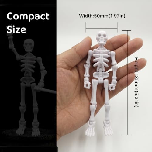 Fully Articulated Human Skeleton Action Figure, White - color: White