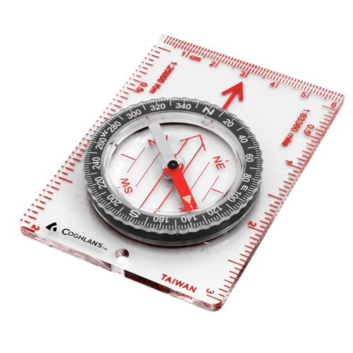 Coghlan's Compass – for Hiking, Camping, Survival & Orienteering – Map, Deluxe Map, Lensatic, Liquid-Filled, Pocket, Wrist, Trail, Carabiner, Pin-On & LED Navigation Tools - size: One Size