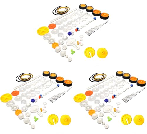 EUDAX 82 pcs Plastic Gear Package Kit - DIY Gear Assortment Accessories Set for Toy Motor Car Robot Various Axle Belt Bushings (Pack of 3) - size: Small (Pack of 3)