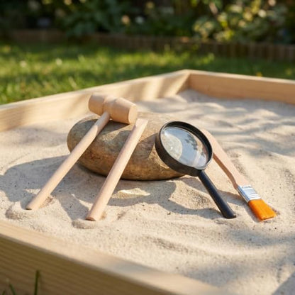 Kisangel Archaeology Kit for Kids Digging Tools Toy Set with 3 Wooden Hammers 3 Wooden Chisels 3 Wood Brushes and 3 Magnifiers Educational Science Kit for Hands-on Learning