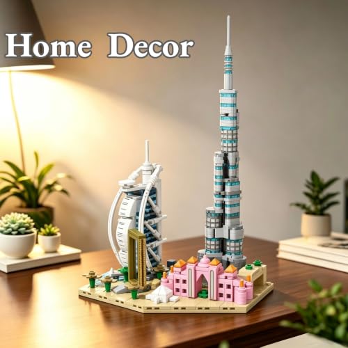 Architecture Dubai Skyline Building Set 3D Collection Model, Iconic Sail Hotel Building Model Home Office Décor, Unique Collectible Gift for Adult Travel or Architecture Enthusiasts - style: Dubai Skyline