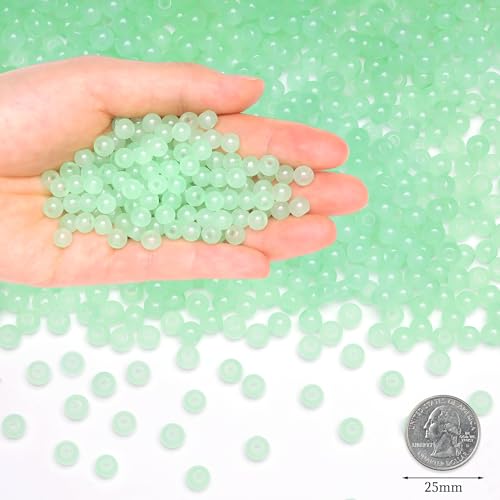 500Pcs Green 6mm Glass Beads for Jewelry Making - color: Light Green
